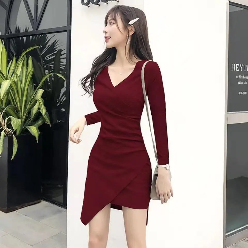 2024 Summer Korean Version New Fashion Sexy Temperament Dresses for Women Slim Fit and Slim Sexy Wrap Hip Skirt Trend