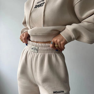 Women Thickened Tracksuit Autumn Winter Warm Hoodies Top Pant Suits Sweatshirts Jogging Pant Outfits Sweatpants 2 Piece Sets