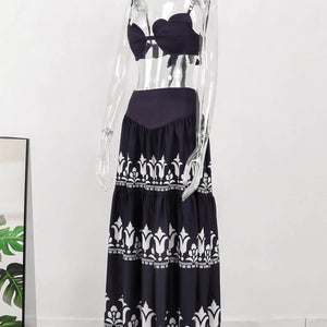 Dress Women Summer V Neck Spaghetti Strap Floral Sleeveless Casual Split Long Maxi Dress Halter Cover Up