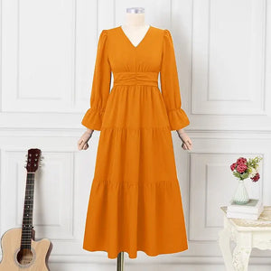 Plus Size 5XL VONDA 2024 Summer Women Long Dress V-Neck Ruffled Maxi Sundress Puff Sleeve Casual Solid Elegant Party Vestidos