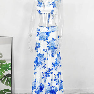 Dress Women Summer V Neck Spaghetti Strap Floral Sleeveless Casual Split Long Maxi Dress Halter Cover Up