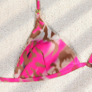 Patchwork Bikinis String Bikini Set Ruffles Side Swimwear Women Sexy Swimsuit Woman Halter Bathing Suits Two Piece Beachwear