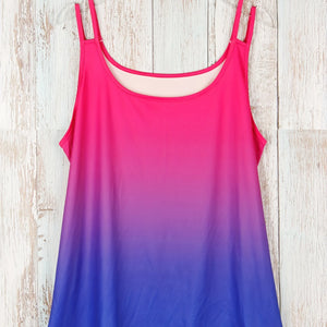 Plus Size Ombre Cut Out Cami Top Casual Crew Neck Sleeveless Top For Summer Women's Plus Size Clothing