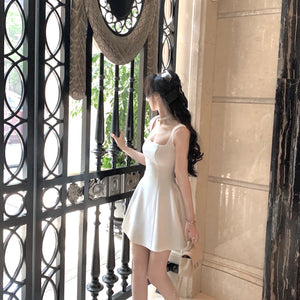 2024 Summer Solid Midi Dress Women French Elegant Holiday Party Dresses A-line Prom Robe Wedding Vestidos Ladies Clothes New