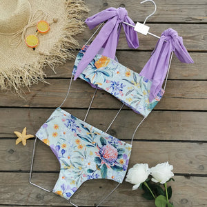 2023 New Arrival Push Up Women Bikini Set Floral Printed Ruffle Bikinis Strappy Bandage Swimwear Brazilian Biquini Bathing Suit