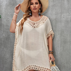 CROCHET BIKINI Plus Size Beach Tunic Women Swimwear Summer Sun Protection Clothes Cover Up Swim Beach Dress