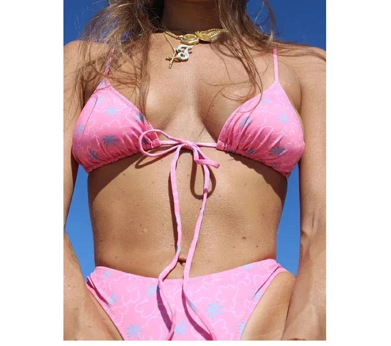 Micro Brazilian Mini Bikini Set Swimming Suits Pads Bikinis 2024 Push Up Bathing Suits Coffee String Swimwear Women Swimsuit