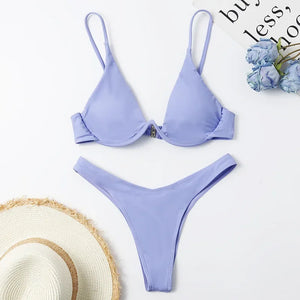 OIINAA Swimsuit Women Sexy Solid Bikini Set Two-piece Beachwear 2024 Summer Fashion Thong Swimwear Bather Bathing Suit Biquinis