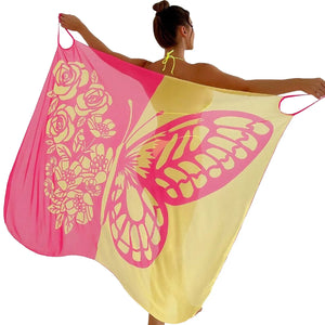 New Butterfly Print Beach Skirt Scarf Sexy Mesh Colored Multi Color Swimwear For Women Dress Cover up Formal Toddler