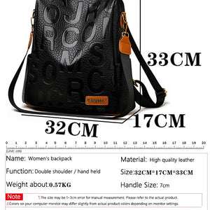 New Fashion Luxury Women's Designer Letter Printing Leather Backpacks Large Capacity Travel Shoulder Bags Totes School Bag Sac