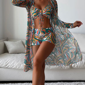 Sexy Print Bikini 2024 Women High Waist Swimsuit Cover Up Swimwear Female Lady Bathing Suit Swimming Summer Beachwear