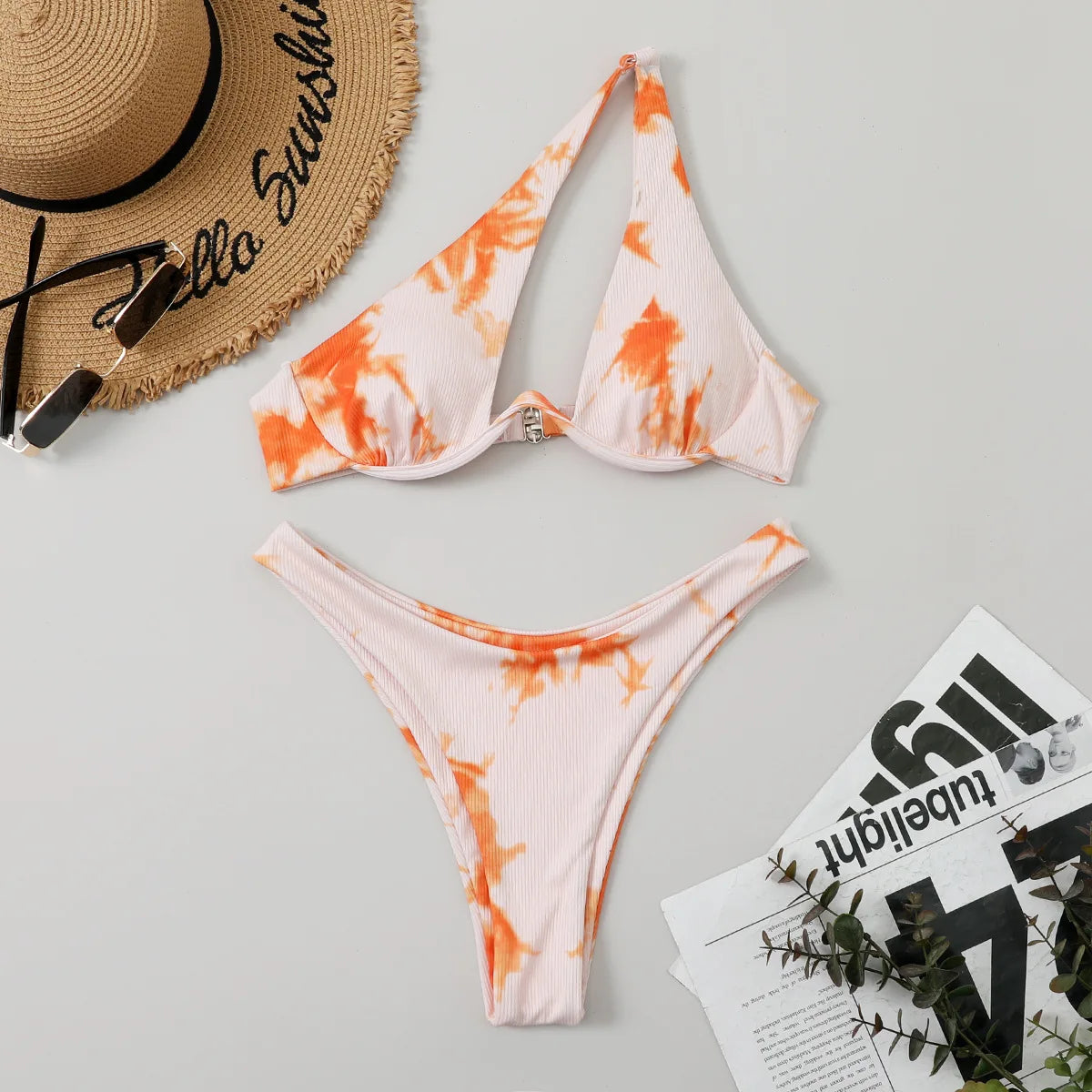 Sexy Micro Bikini 2024 Women Summer One Shoulder Neon High Cut Brazilian Bikini Set Push Up Swimming Suit Swimsuit