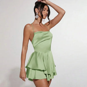 MSCSZ Spaghetti Strap White Satin Mini Dress Backless A-Line Short Prom Party Dresses Elegant Women's Summer Dress 2024