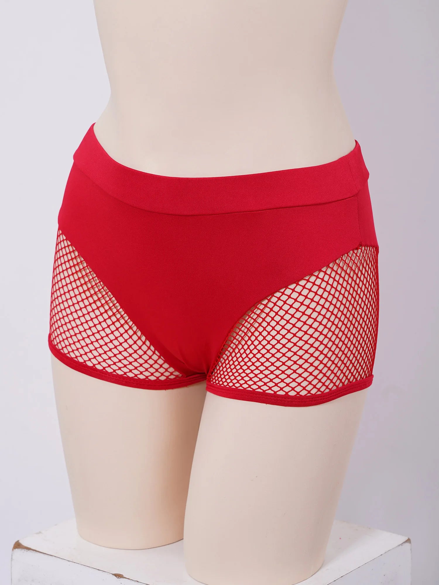 Womens Hollow Out Fishnet Booty Shorts Sexy Lingerie Mid Waist Stretchy Hot Pants for Sports Fitness Yoga Pole Dancing Swimming