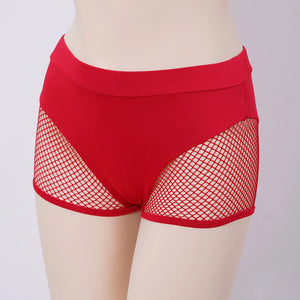 Womens Hollow Out Fishnet Booty Shorts Sexy Lingerie Mid Waist Stretchy Hot Pants for Sports Fitness Yoga Pole Dancing Swimming