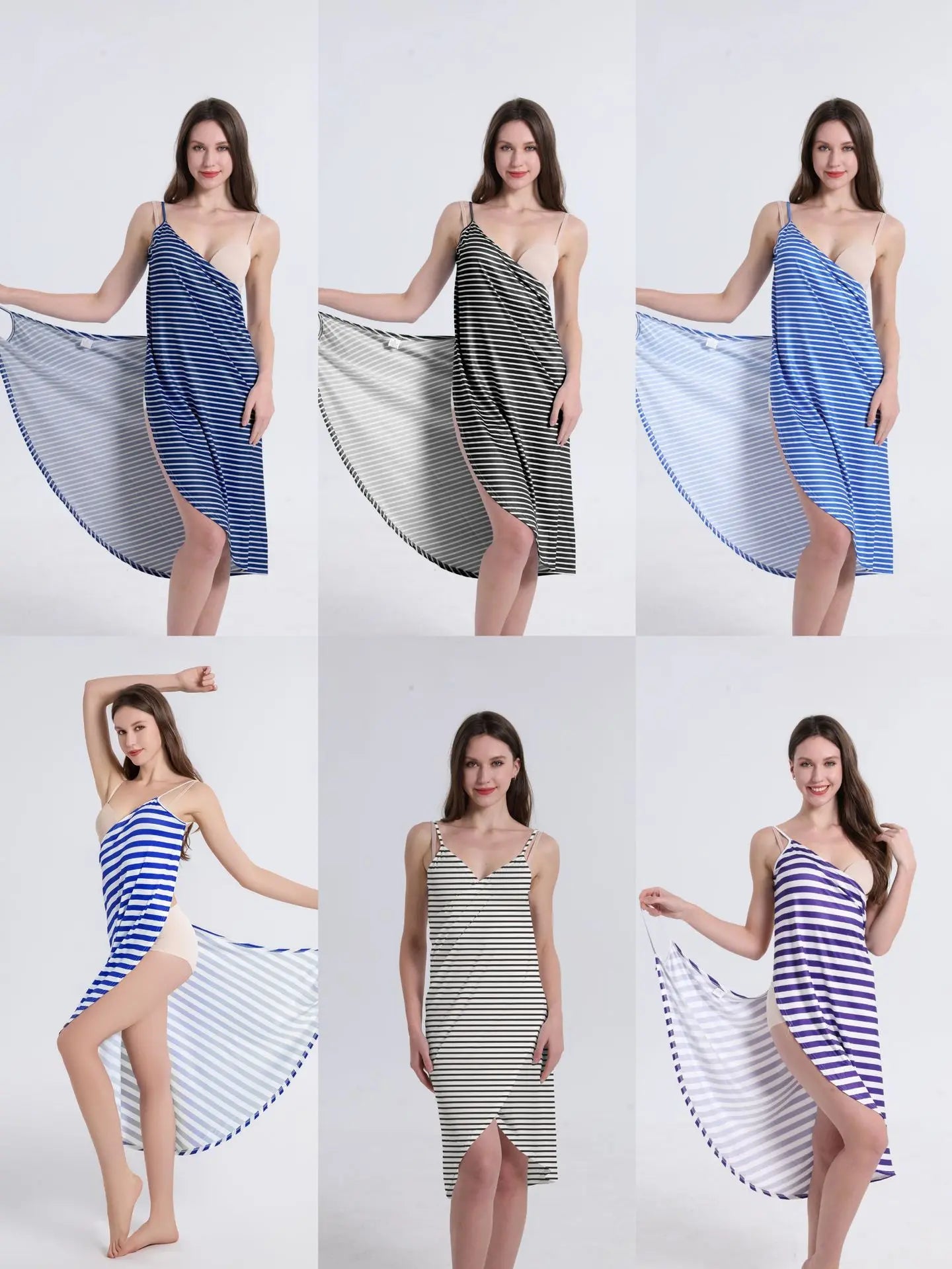 Plus Size 5XL Beach Cover Up Women Striped Towel Dress Wearable Robes Towel Beach Dress Bikini Strapless Swimsuit Bathing Suit