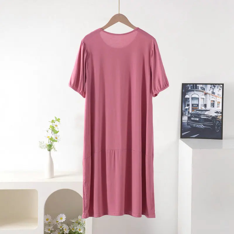 Plus size Summer women's Loose dress short sleeves solid color XL to 8XL  dresses