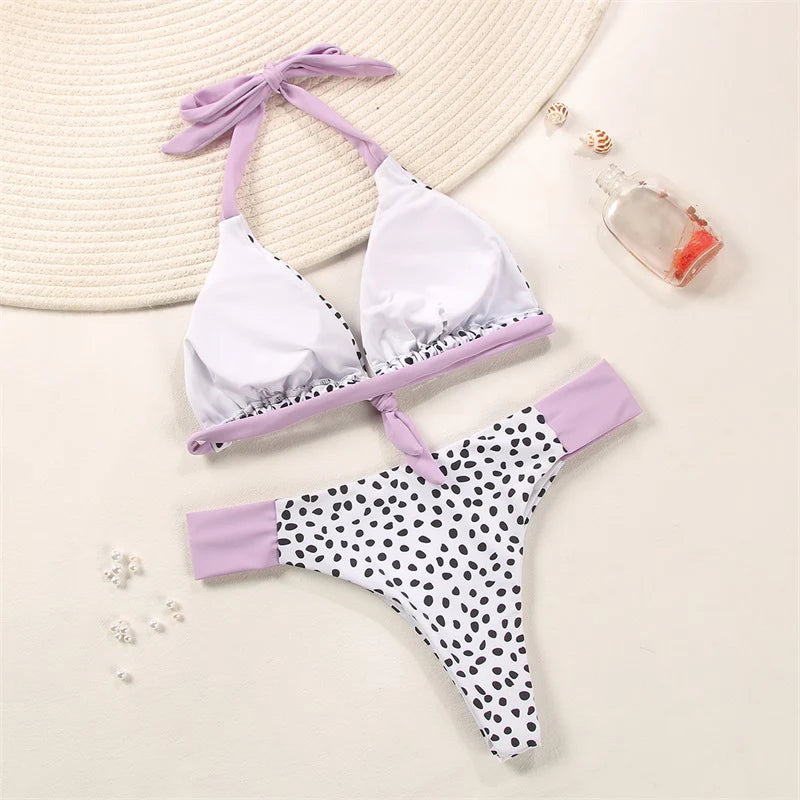 Miyouj Push Up Bikinis Female New Biquini Floral Swimwear Women Bathing Suit Dot Swimsuit Women'S Beach Bandeau Bikini Set