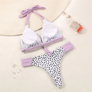 Miyouj Push Up Bikinis Female New Biquini Floral Swimwear Women Bathing Suit Dot Swimsuit Women'S Beach Bandeau Bikini Set