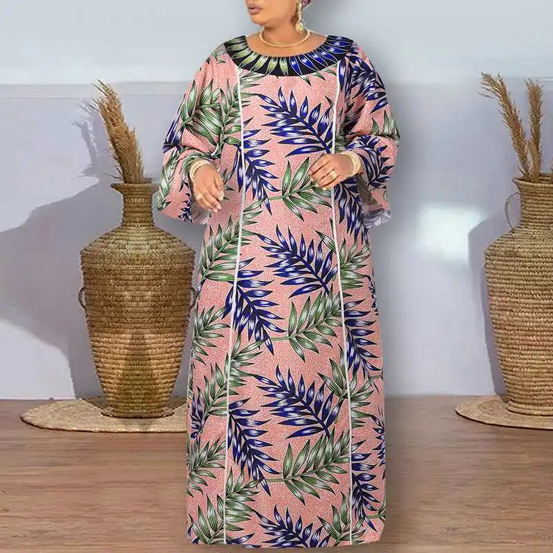 Plus Size 5XL VONDA Women Bohemian Printed Maxi Dress Long Sundress Long Flare Sleeve Casual Loose Elegant Party Vestido Robe