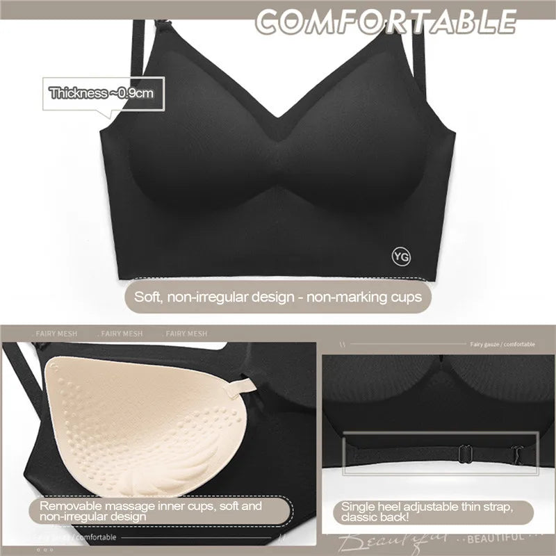 Summer Thin Sexy U-Shaped Back Lingerie Female Inner Wear Undershirt Without Trace Backless Triangle Cup Polymerization Bra