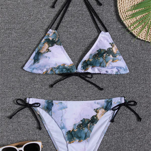 Swimwear 2023 New Swimsuit Women Bikini Micro Floral Bikinis Set Beach Thong Bathing Suit Girls Lace Up Two Pieces Swim Suits