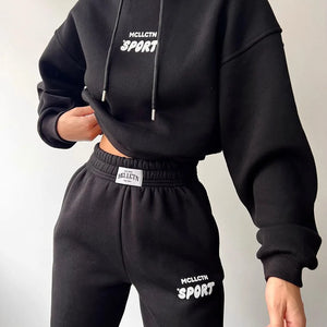 Women Thickened Tracksuit Autumn Winter Warm Hoodies Top Pant Suits Sweatshirts Jogging Pant Outfits Sweatpants 2 Piece Sets