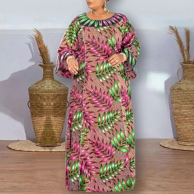 Plus Size 5XL VONDA Women Bohemian Printed Maxi Dress Long Sundress Long Flare Sleeve Casual Loose Elegant Party Vestido Robe