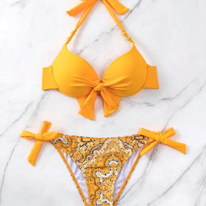 Sexy Push Up Bikini 2024 Women Swimsuit Two Piece Swimwear Female Thong Bikinis Set Swimming for Bathing Suits Brazilian Biquini