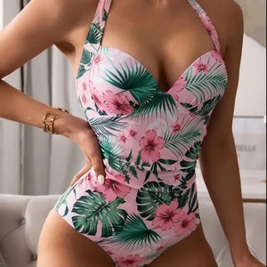 New 2024 Summer Swimwear Women One Piece Sexy Flower Pint Beach Outfits Women Slim Fit Swimsuit for Girls Beachwear Sexy Bikinis