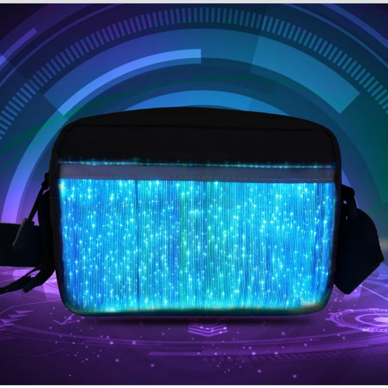 2024 Luminous LED Colorful Single-Shoulder Bags High Street Crossbody Bag Optical Fiber Fabric Fashion Square Bag 가방 сумка Bolso