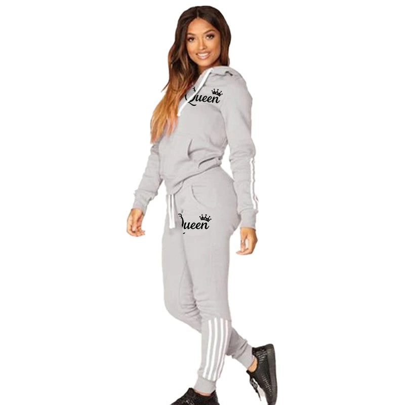 Fashion Casual Sweatsuits for Women Two Pice Set Tracksuit Jogging Suit Zipper Long Hoodies Running Sportswear High Street Pant