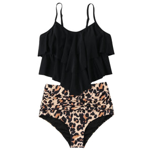 Leopard Bikini Tankini 2023 Swimwear Women High Waist Swimsuit Sexy Tankini Ruffle Bikini Set Plus Size Bathing Suits Biquini