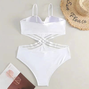 Female Swimsuit 2023 Summer Brazilian Bikini Women solid Swimwear Push Up Bikini Set one piece Bathing Suit купальник женский