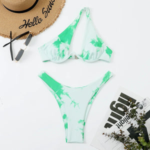 Sexy Micro Bikini 2024 Women Summer One Shoulder Neon High Cut Brazilian Bikini Set Push Up Swimming Suit Swimsuit