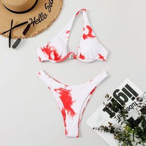 Sexy Micro Bikini 2024 Women Summer One Shoulder Neon High Cut Brazilian Bikini Set Push Up Swimming Suit Swimsuit