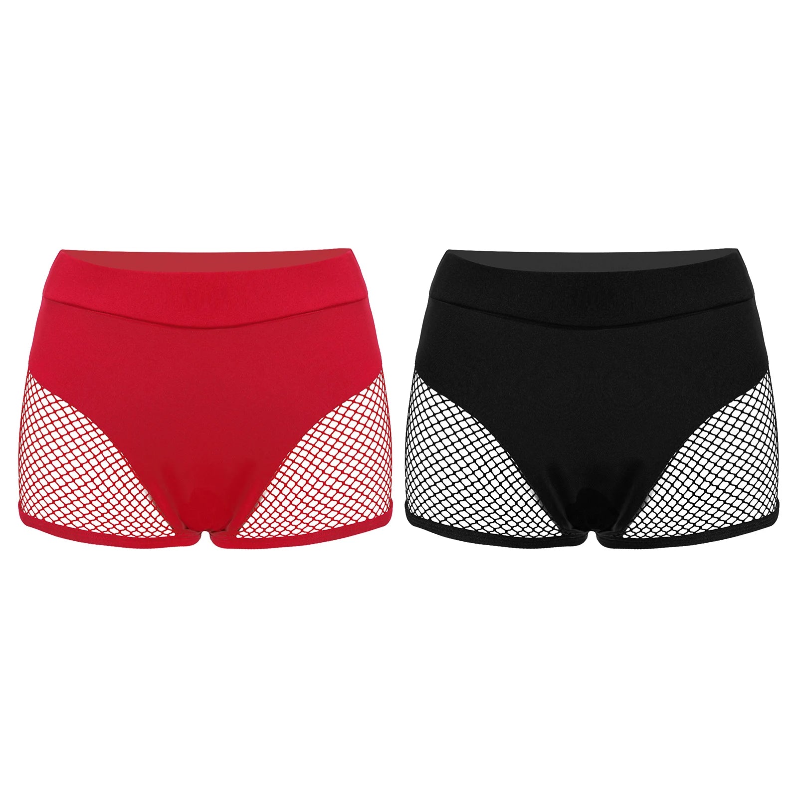 Womens Hollow Out Fishnet Booty Shorts Sexy Lingerie Mid Waist Stretchy Hot Pants for Sports Fitness Yoga Pole Dancing Swimming