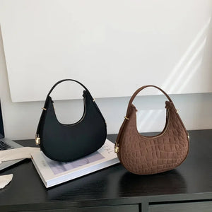 Fashion Luxury Design Felt Shoulder Hobo Bag Women Clutch Handbag Purse Female Solid Color Underarm Bag Small Shopper Tote