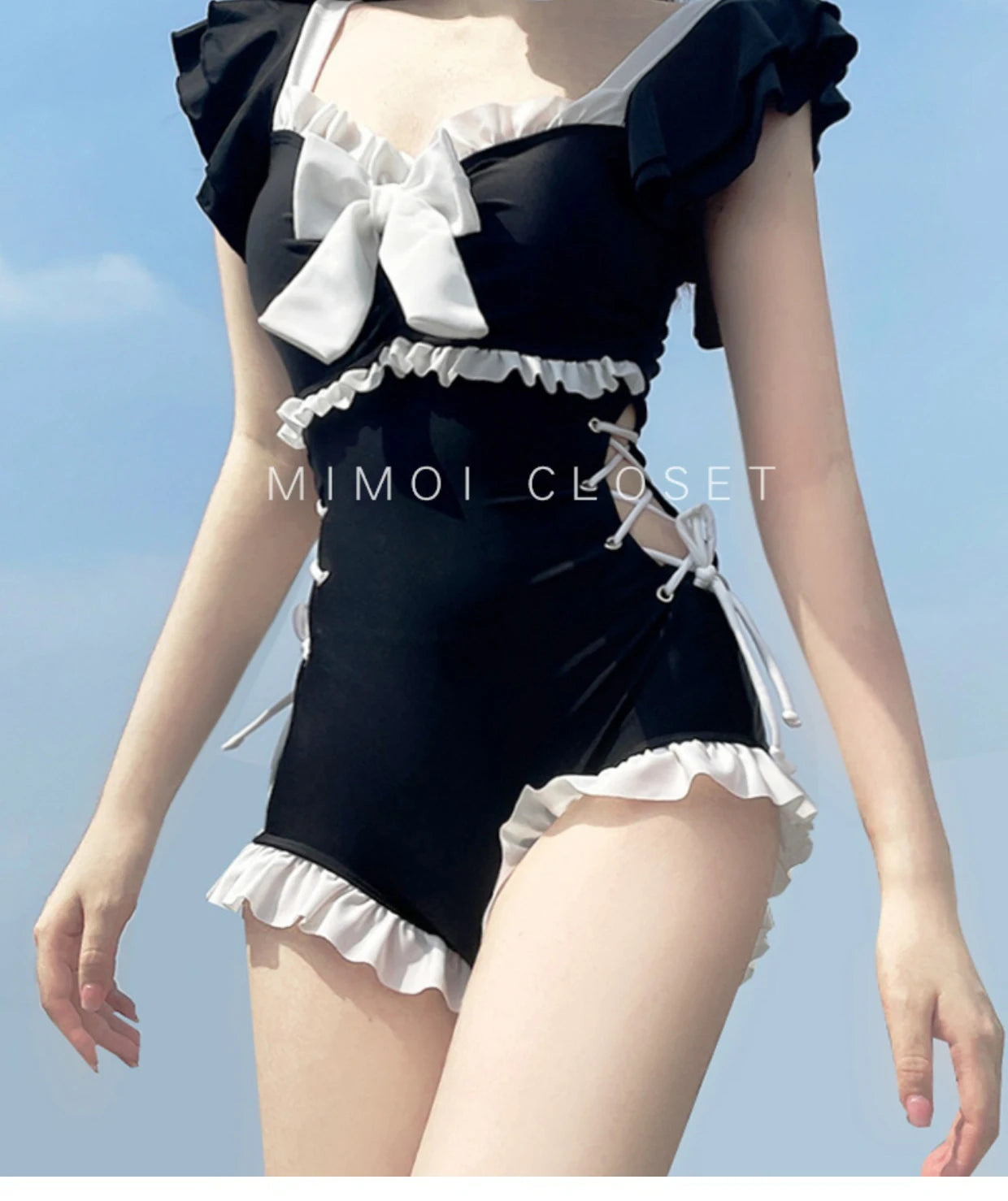 Kawaii Swimsuit Women Bikini One-Piece Monokini Sexy Push Up New Korean Fashion Swimwear Girls Padded Beach Wear Swimming Summer