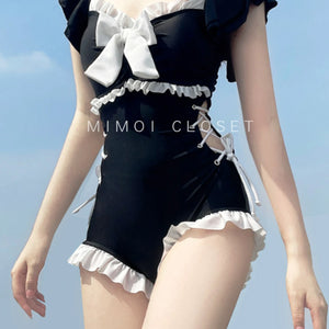 Kawaii Swimsuit Women Bikini One-Piece Monokini Sexy Push Up New Korean Fashion Swimwear Girls Padded Beach Wear Swimming Summer