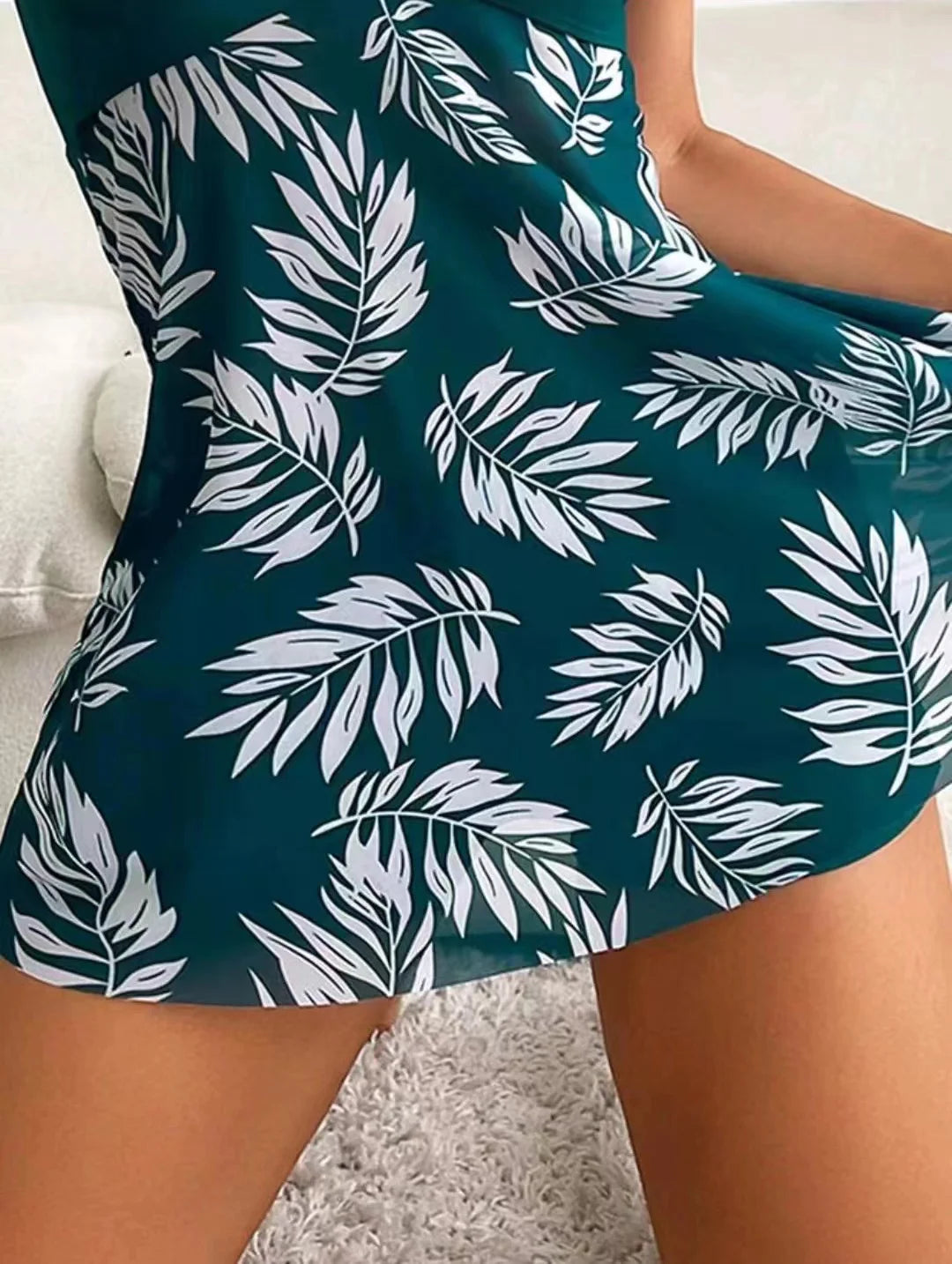 2024 Short Dress Tankini With Shorts Swimsuit Women Swimwear Female Padded Printed Bathing Swim Suit Swimming Beachwear Summer