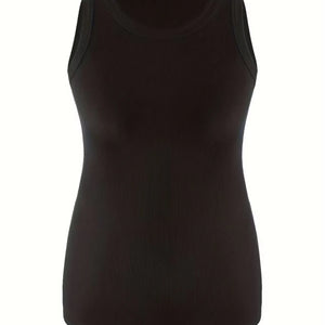 Plus Size 1XL-5XL Women's Ribbed Thick Strap Low Cut Tight Slim Fitted Sporty Workout Tank Tops