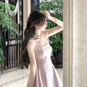 2024 Summer Solid Midi Dress Women French Elegant Holiday Party Dresses A-line Prom Robe Wedding Vestidos Ladies Clothes New