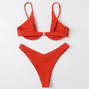 OIINAA Swimsuit Women Sexy Solid Bikini Set Two-piece Beachwear 2024 Summer Fashion Thong Swimwear Bather Bathing Suit Biquinis