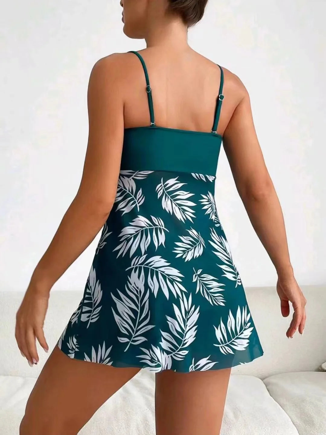 2024 Short Dress Tankini With Shorts Swimsuit Women Swimwear Female Padded Printed Bathing Swim Suit Swimming Beachwear Summer