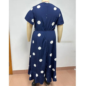 Plus size New polka dot minimalist dress with elastic waist print dress