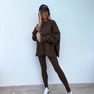 Women Tracksuit Sports Two Piece Set Casual Oversized Sweatshirts And Jogger Pants Set Fleece Sports Suits Workout Outfits Set