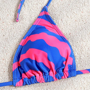 Patchwork Bikinis String Bikini Set Ruffles Side Swimwear Women Sexy Swimsuit Woman Halter Bathing Suits Two Piece Beachwear