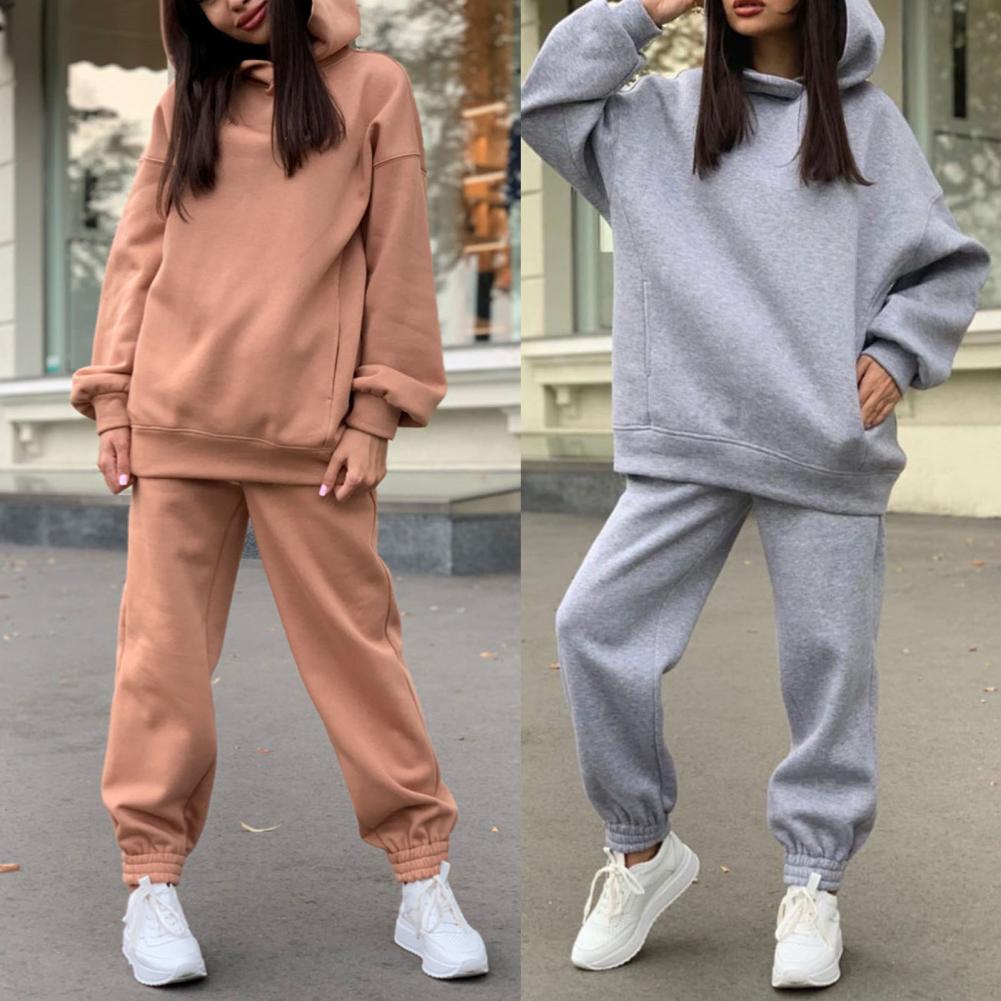 Hoodie pants set Tracksuit Women Outfit Sewing Suits Outfit Two Piece Jogging Set Velour Sweatshirt Hoodie Pants Suit Womens