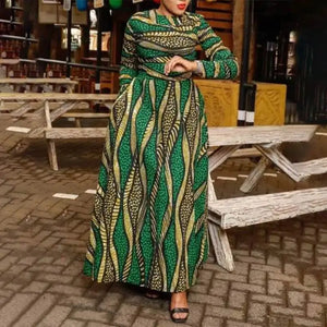 Plus Size 5XL VONDA Maxi Dress 2024 Oversized Women Bohemian Long Sleeve Vintage Printed Sundress Autumn Casual Loose Vestidos